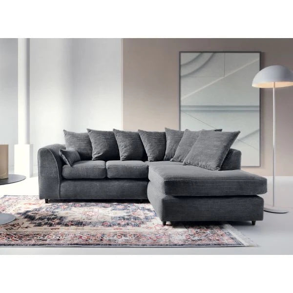 Harley Jumbo Cord Grey Corner Sofa