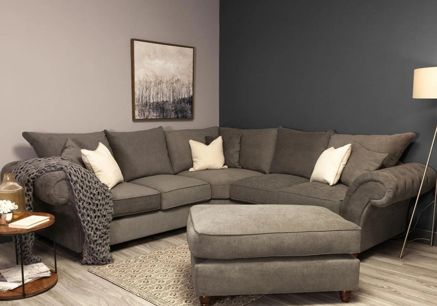Windsor Fullback Grey Corner Sofa