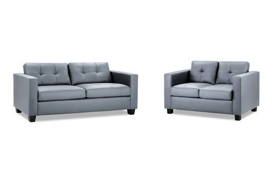 Jerry Sofa Set 3+2 Grey Leather