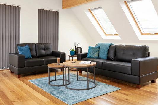 Jerry Sofa Set 3+2 Black Leather