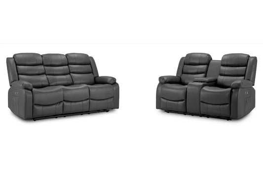Otto Electric Recliner 3+2 Sofa Set Black & Grey