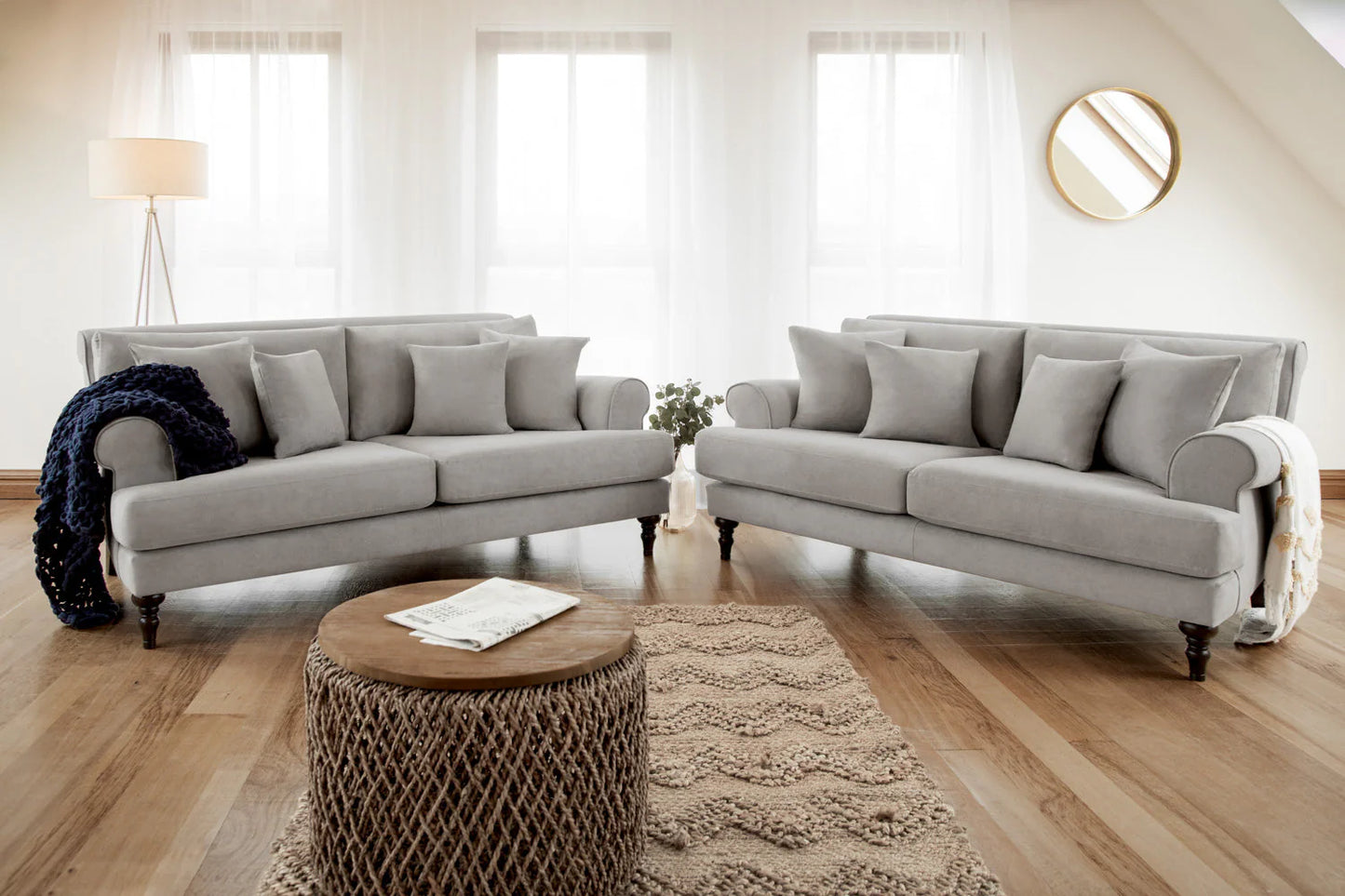Summer 3+2 Sofa Set Beige & Grey