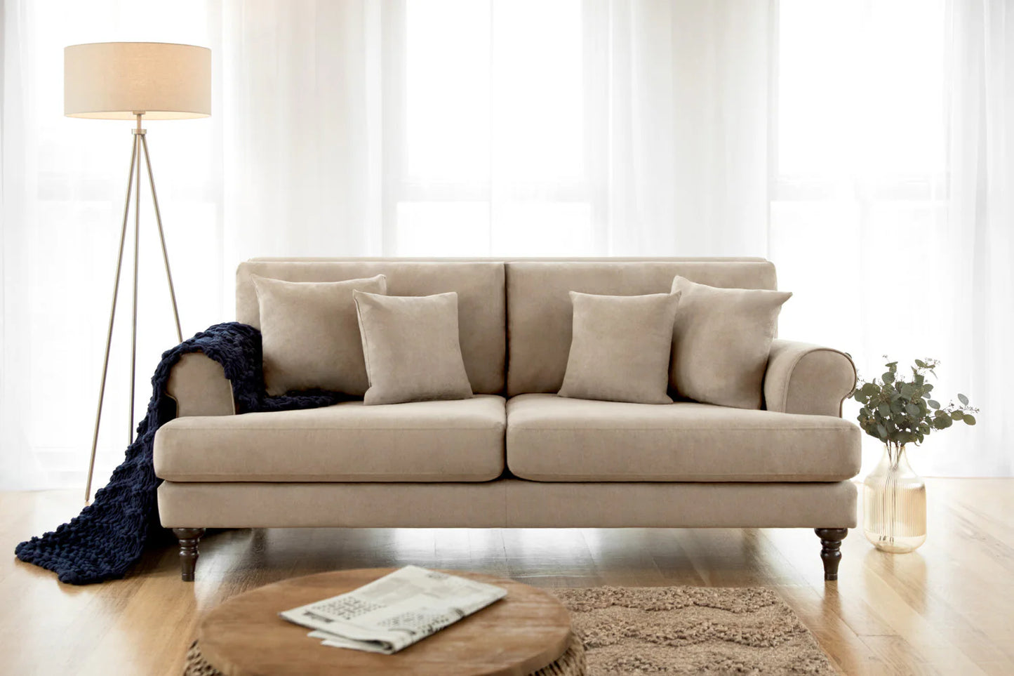 Summer 3 Seater Sofa Beige & Grey